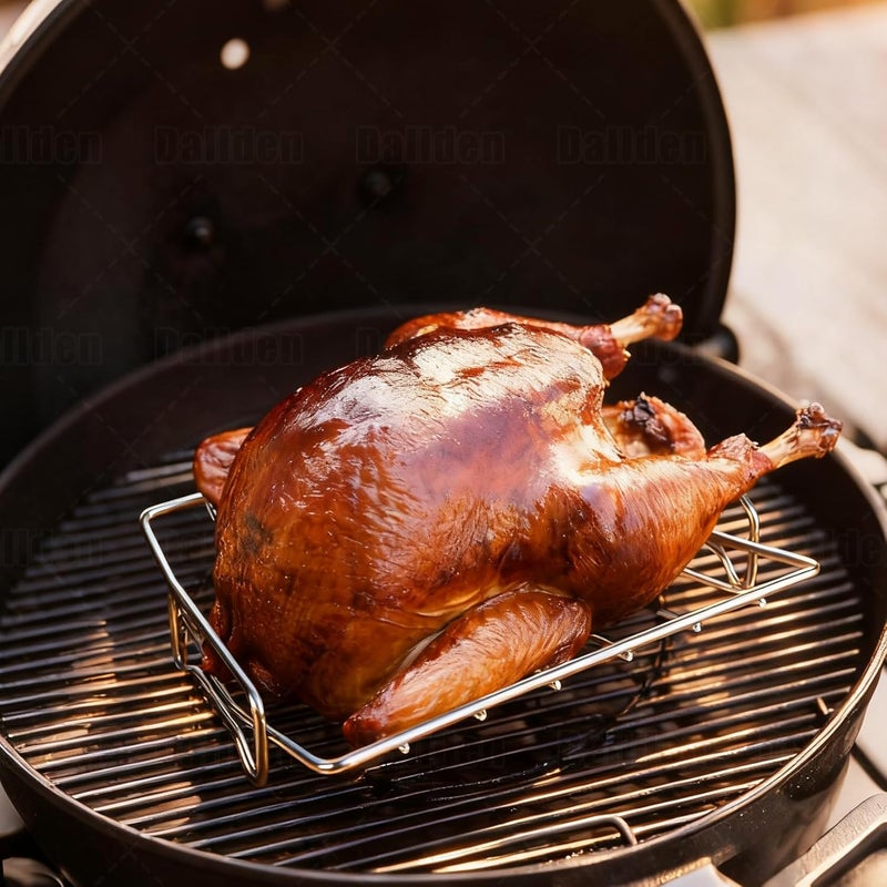 Dallden Turkey Roasting Rack Stainless Steel 13"×10" V-Shaped Racks for Grilling Smoking Broiling Chicken Bird Pork Tenderloin Oven Smoker Cooking Rack for Roasting Pan - Image 3
